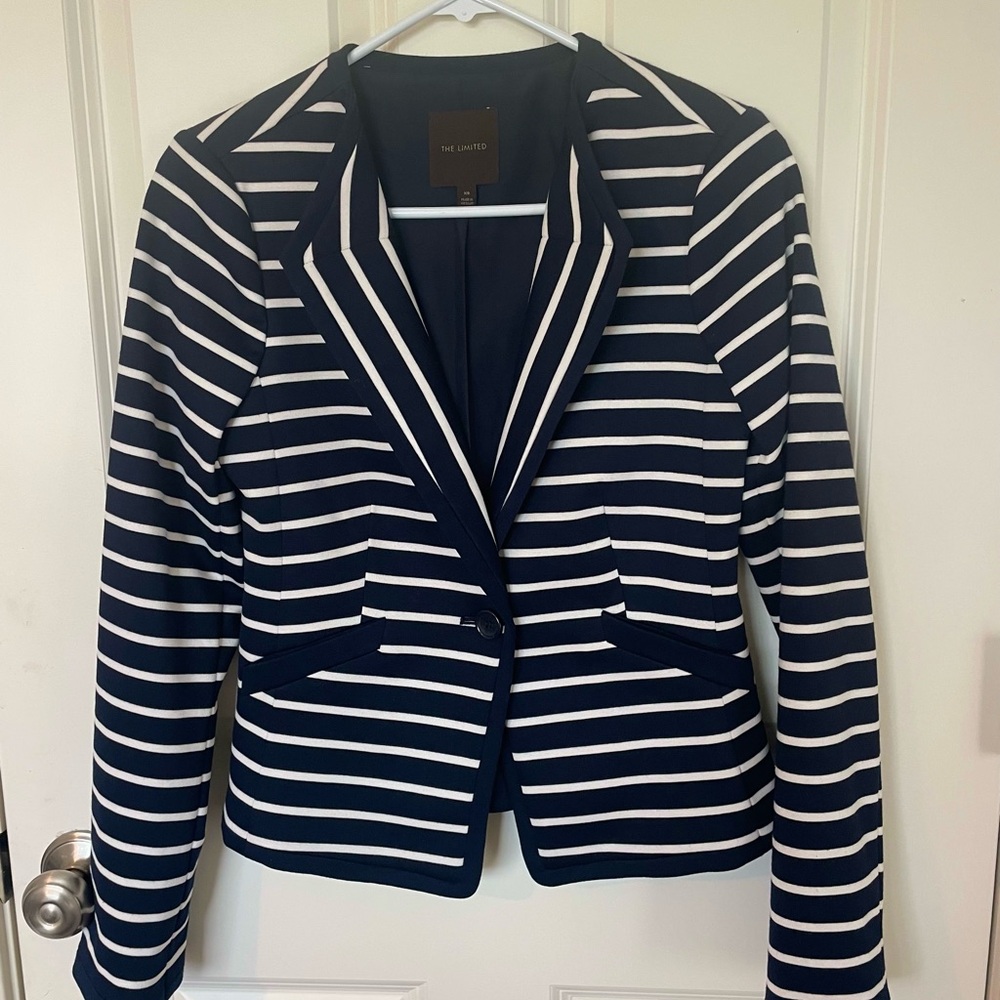 The Limited Blue and White Striped Blazer Tailored Fit